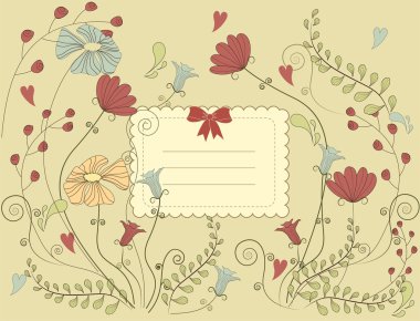 Vintage flower card clipart