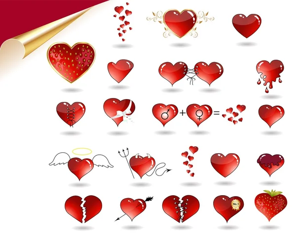 Колекція різних сердець — стоковий вектор