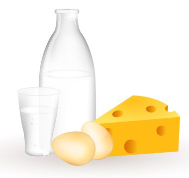 Milk products and eggs clipart