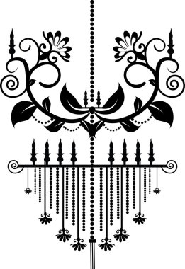 Black color chandelier design clipart