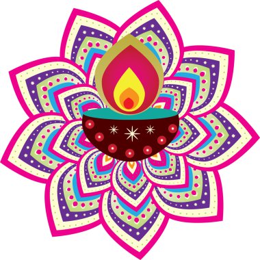 Indian oil lamp pattern clipart