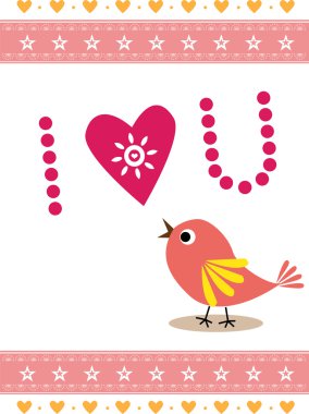 Bird graphic icon for greeting card clipart