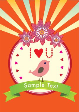 Bird graphic icon for greeting card clipart