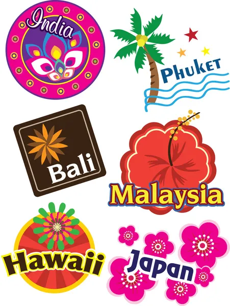 Variety of travel sticker — Stock Vector