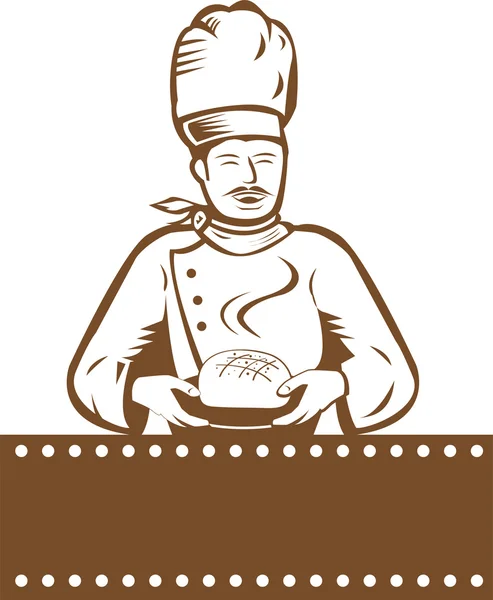 Счастливый пекарь с хлебом — стоковый вектор