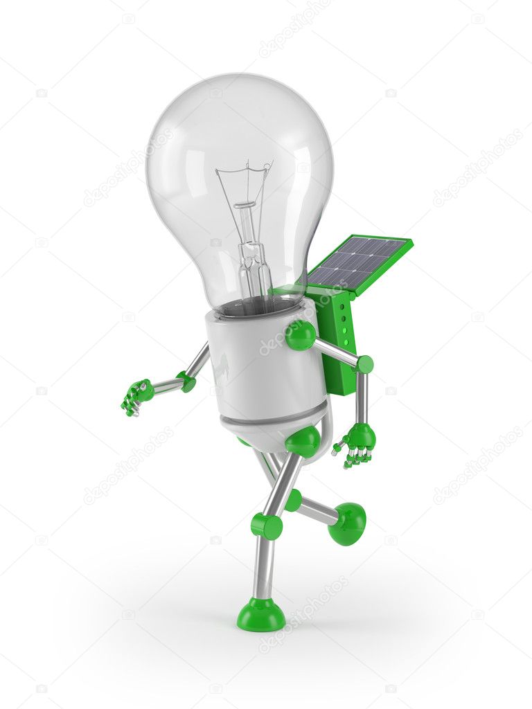 Renewable energy - light bulb robot
