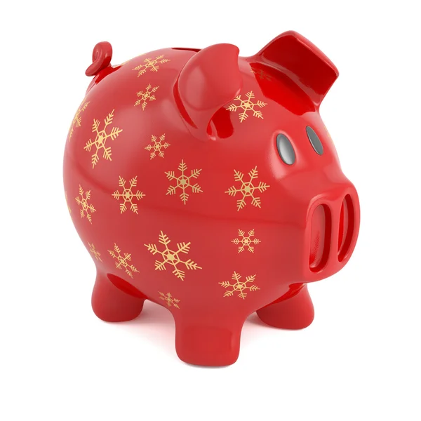 Red christmas piggy bank — Stock Photo, Image