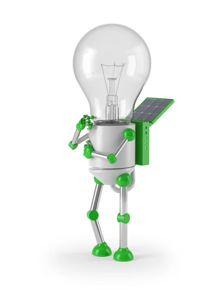 Yenilenebilir enerji - ampul robot — Stok fotoğraf