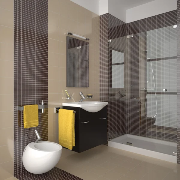 Moderne beige badkamer — Stockfoto