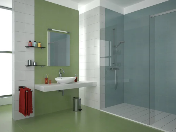 Moderne groene badkamer — Stockfoto