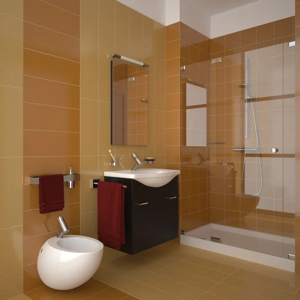 Moderno banheiro laranja — Fotografia de Stock