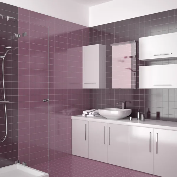 Сучасні фіолетова ванна кімната — стокове фото