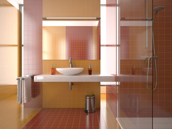Moderne rode badkamer — Stockfoto