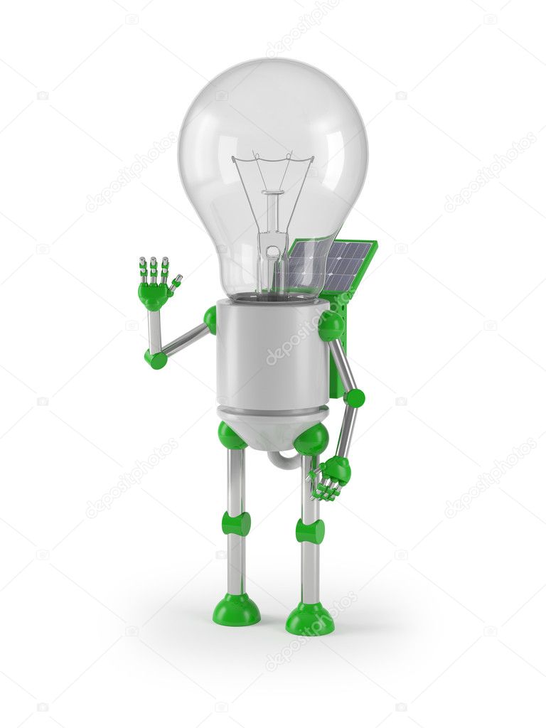 Renewable energy - light bulb robot