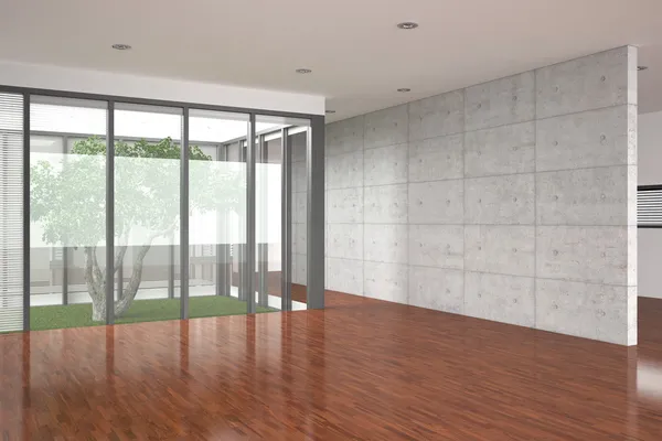 Modern empty interior with parquet floor — Stock Photo, Image