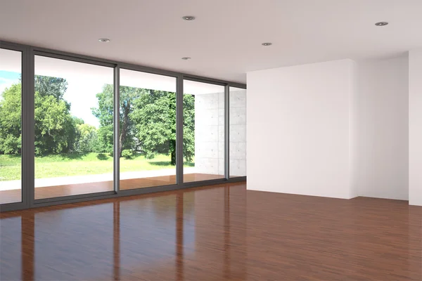 Leeres Wohnzimmer mit Parkettboden — Stockfoto