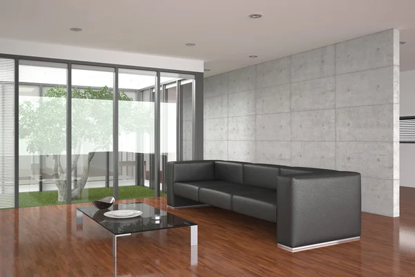 Moderní obývací pokoje s parketovou podlahou — Stock fotografie
