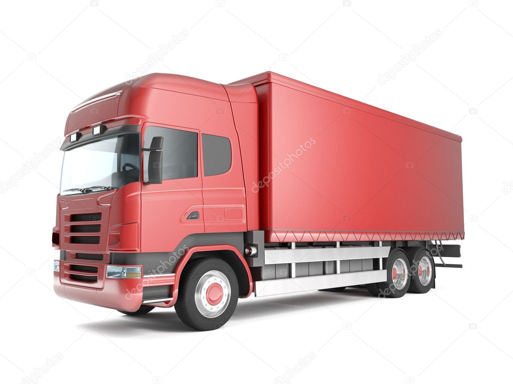 Red european truck