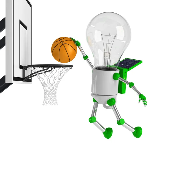 Zonne-aangedreven gloeilamp robot - basketbal — Stockfoto