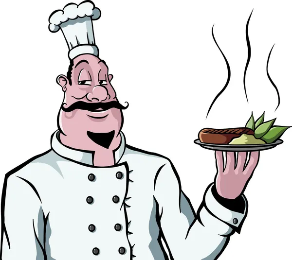 Chef con plato de comida — Archivo Imágenes Vectoriales