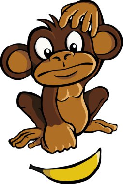 Cartoon monkey with banana clipart