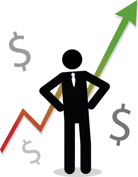 stock vector Business man with graph showing profit