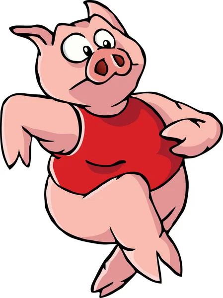 Running cartoon pig — Stock Vector