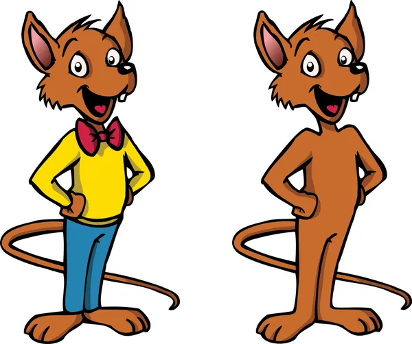 Caráter de rato feliz desenhos animados — Vetor de Stock
