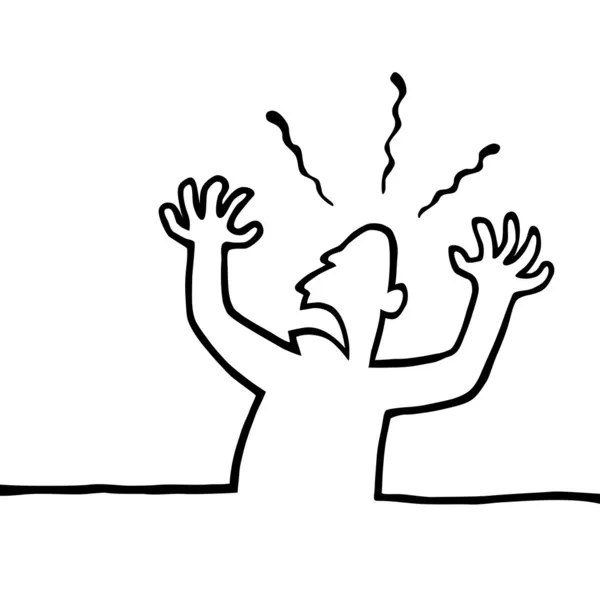 Arg person med händerna i luften — Stock vektor