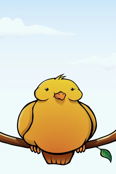 Jaune, gros oiseau de dessin animé — Image vectorielle