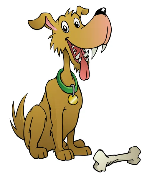 Cartoon dog with bone — Stock Vector