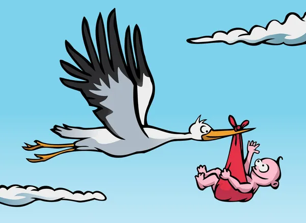 Cigogne avec bébé — Image vectorielle