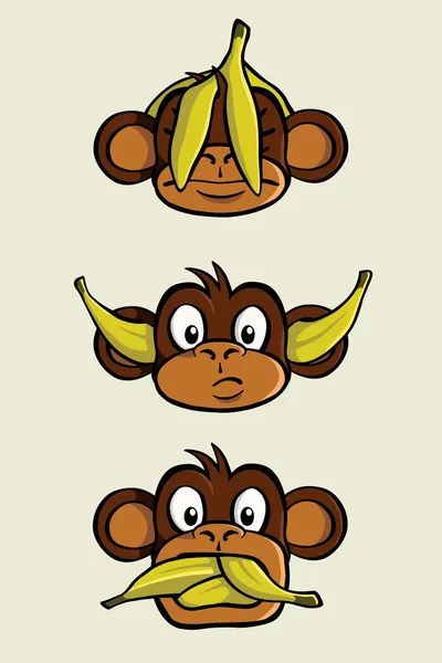Trois singes sages — Image vectorielle