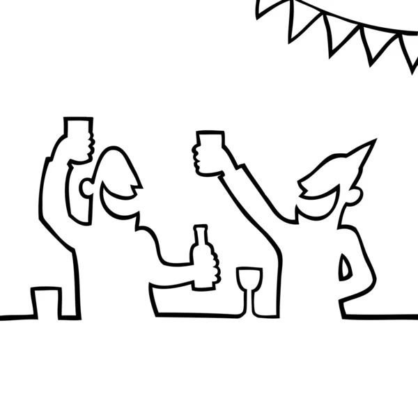 Zwei feiern mit Getränken — Stockvektor
