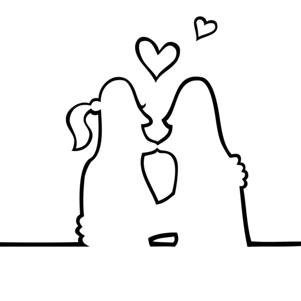 Due che si baciano — Vettoriale Stock