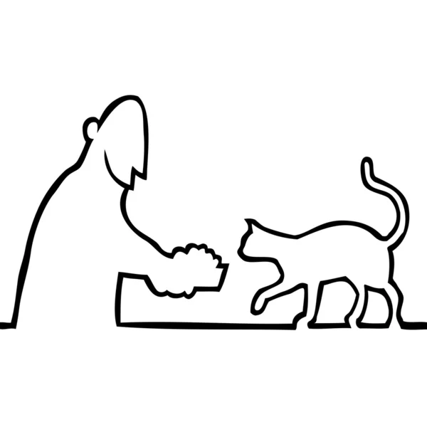 Ragazzo che nutre un gatto — Vettoriale Stock