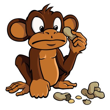 Cartoon monkey with peanuts clipart