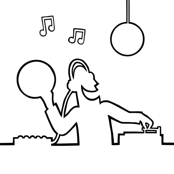 Диск-жокей играет пластинку — стоковый вектор
