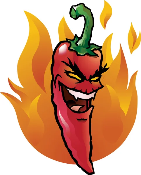 Evil red chili pepper — Stock Vector