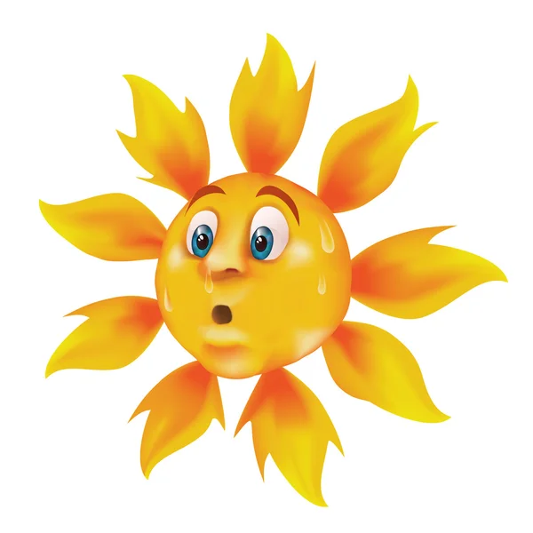Sudation dessin animé soleil — Image vectorielle