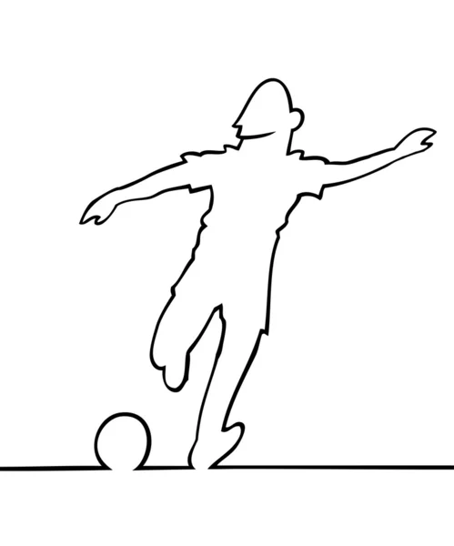 Voetbal speler schoppen de bal — Stockvector