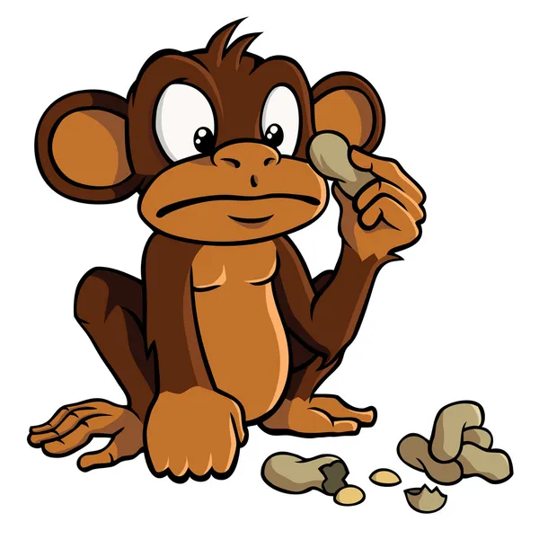 Cartoon-majom mogyoróval — Stock Vector