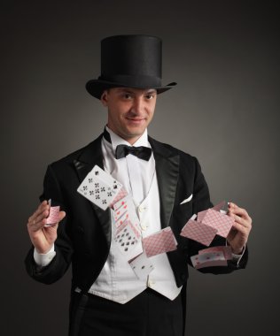 Magician juggle card clipart