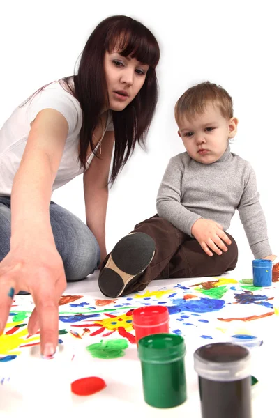 Mother and son paint — Stock Photo, Image