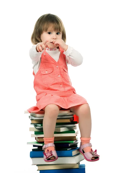 Dziewczynka na książki — Zdjęcie stockowe