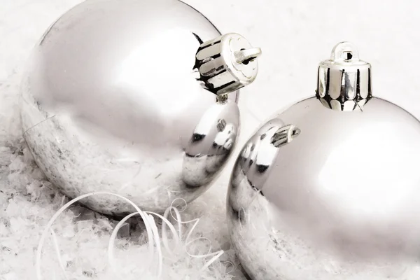 Noel oyuncaklar gümüş koleksiyonu — Stok fotoğraf