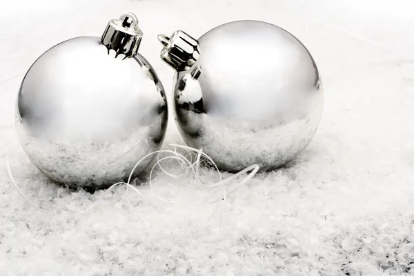 Noel oyuncaklar gümüş koleksiyonu — Stok fotoğraf