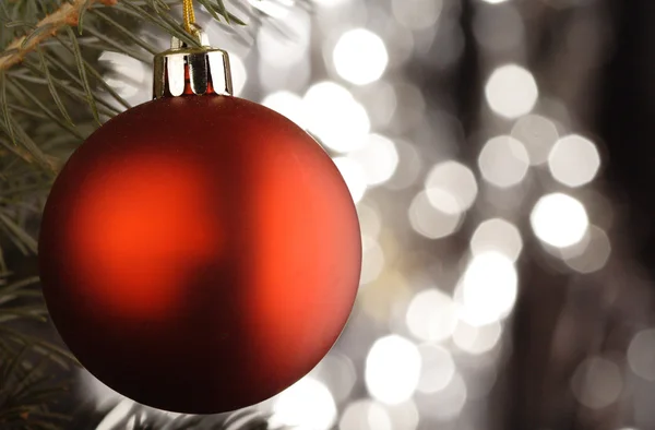 Bola roja de Navidad y brunch de abeto — Foto de Stock