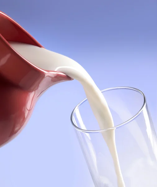 Milk from jug — Stock Photo, Image