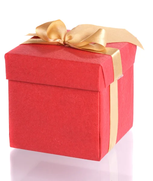 Červená dárková krabička s lukem — Stock fotografie